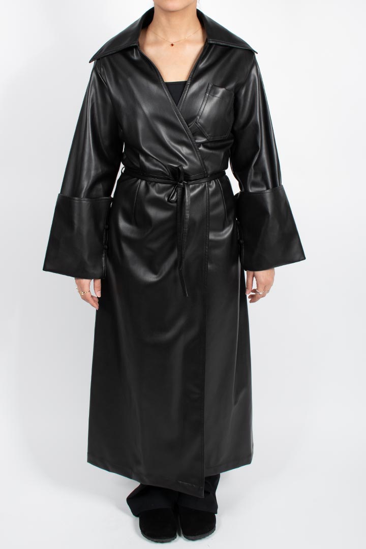 Picture of Black-Leather Trench Coat