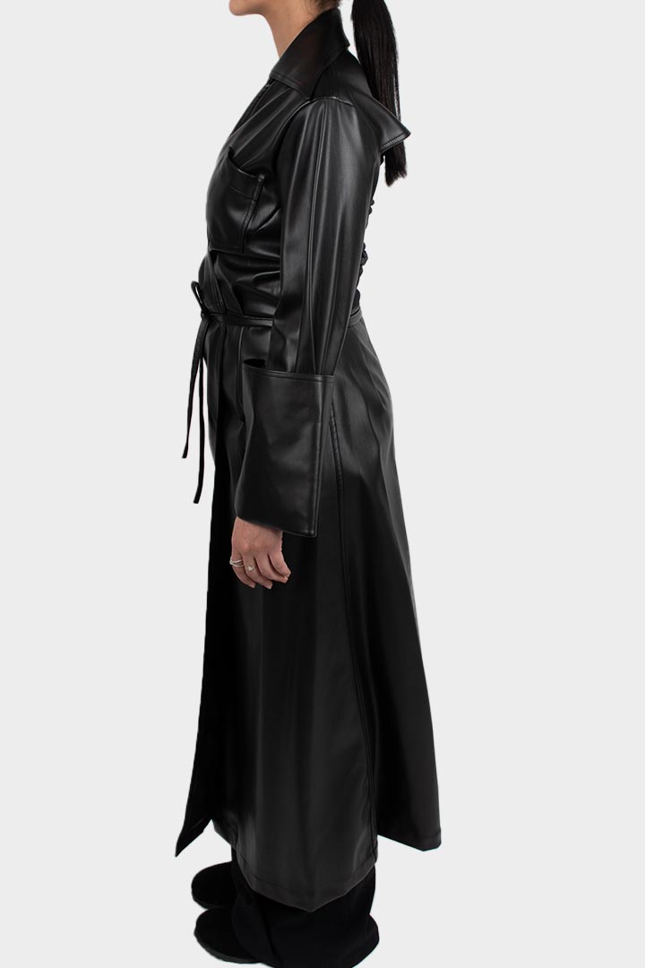 Picture of Black-Leather Trench Coat