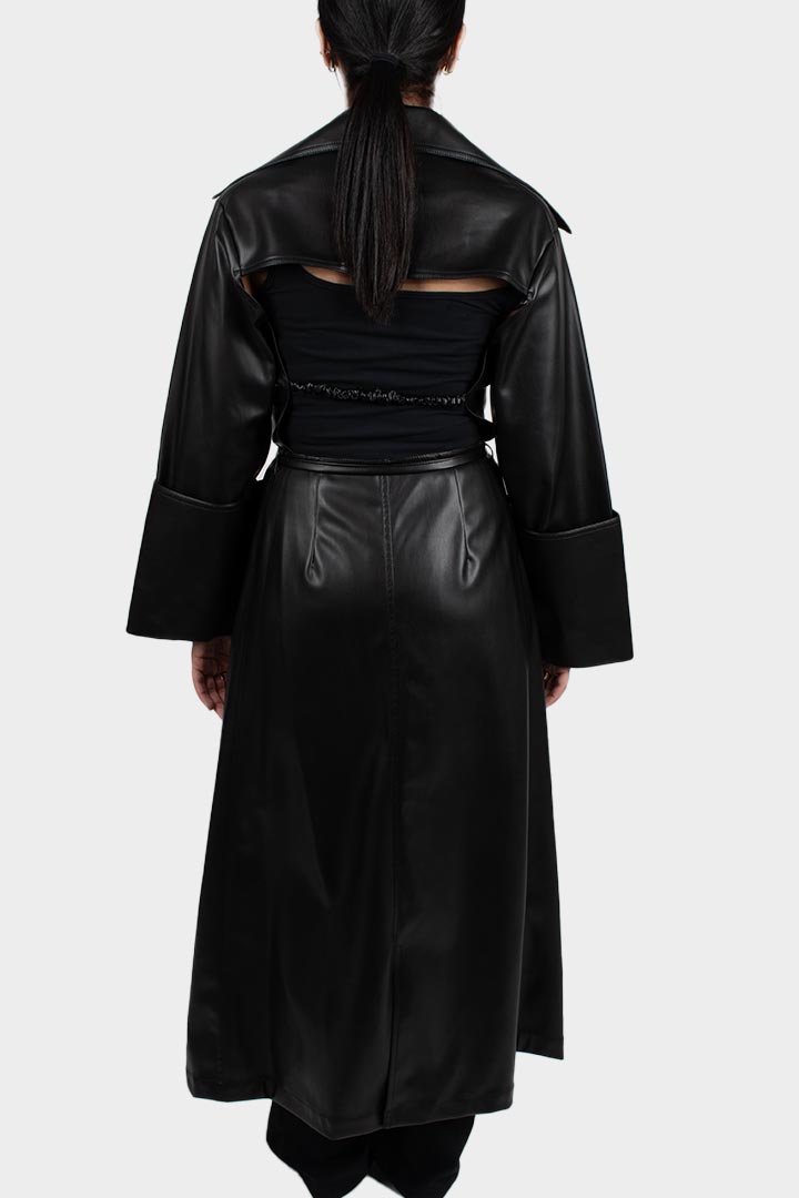 Picture of Black-Leather Trench Coat