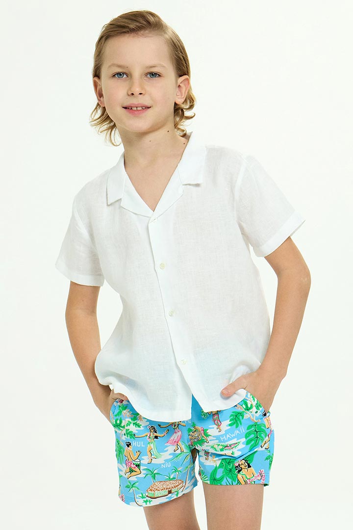 Picture of Arthus Boy Stretch Swim Shorts - Blue Aloha