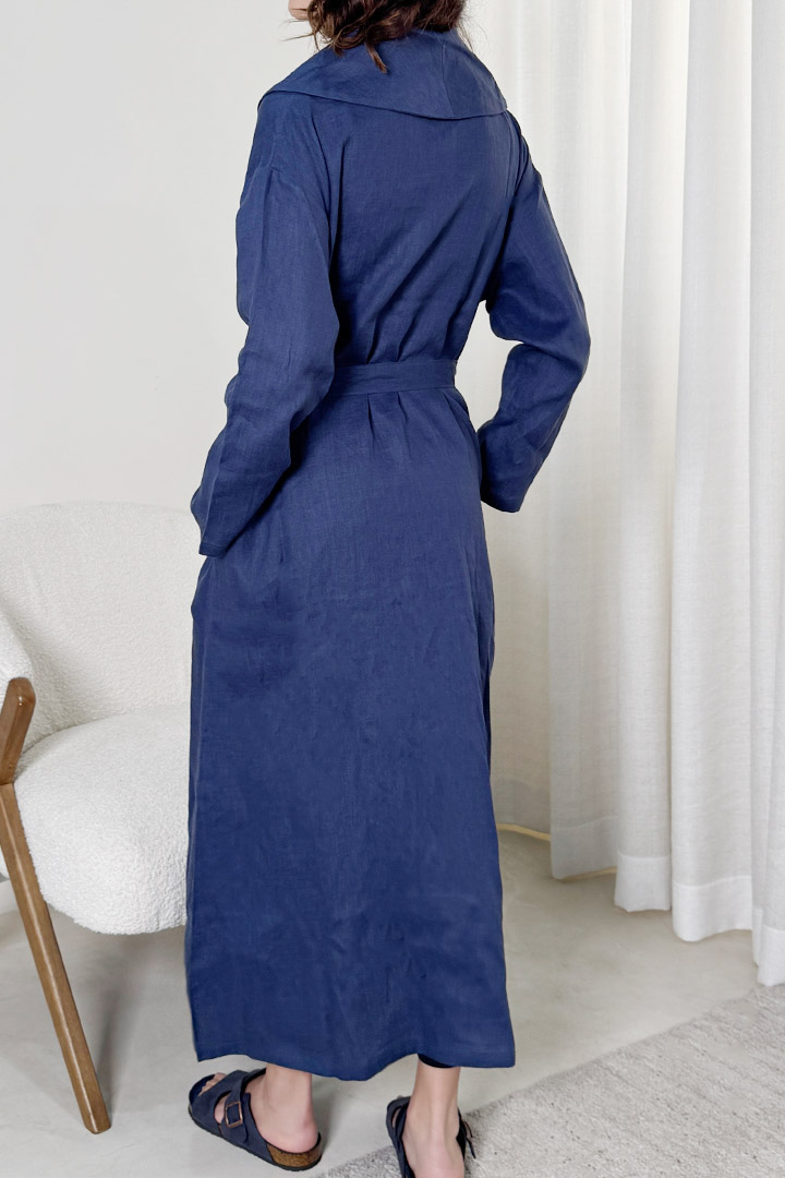 Picture of 100%  Linen Trench - Navy
