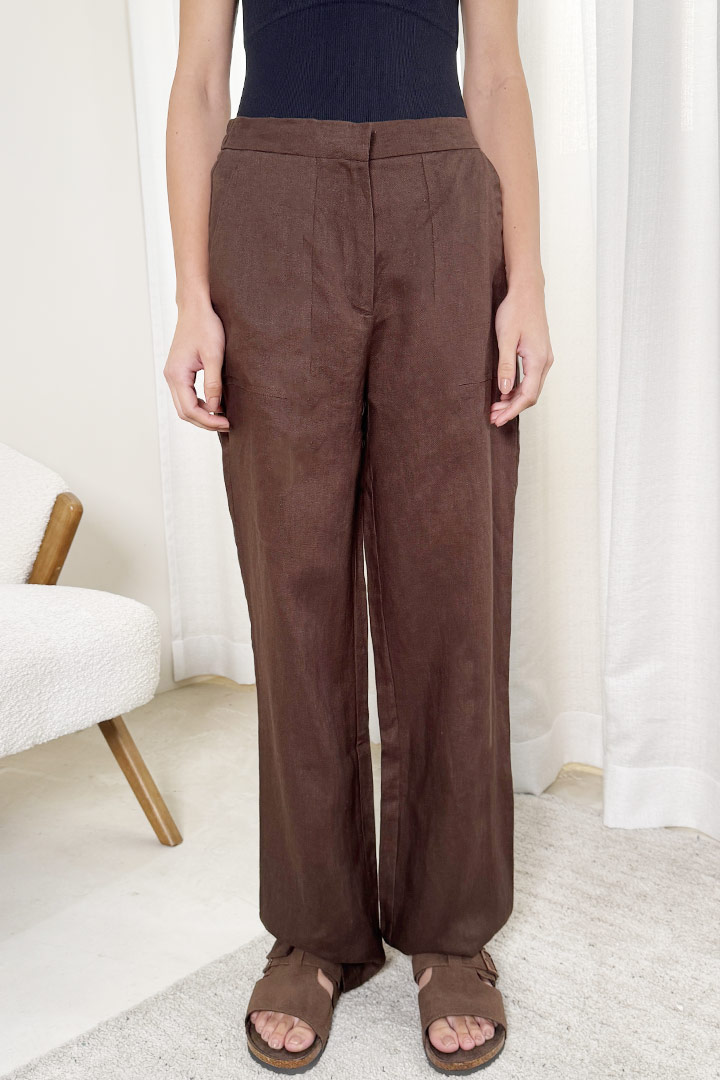 Picture of 100% Linen Pants - Brown