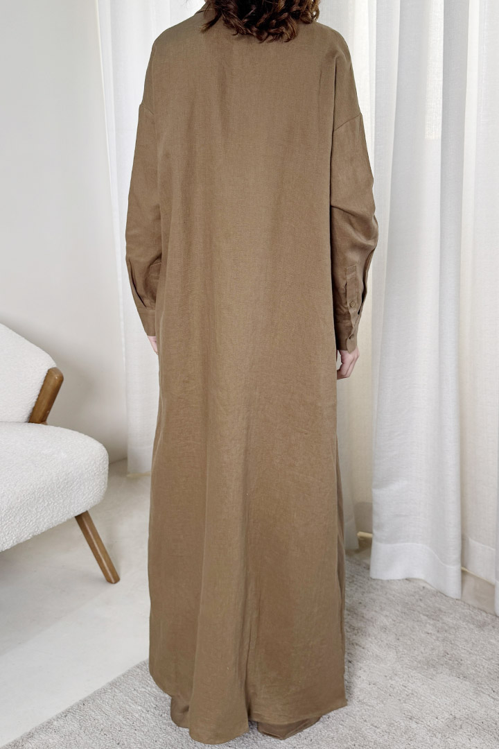 Picture of Linen Blend Long Shirt - Taupe 