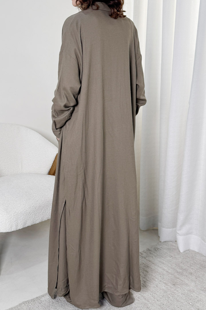 Picture of 100% Linen Long Shirt - Olive Green