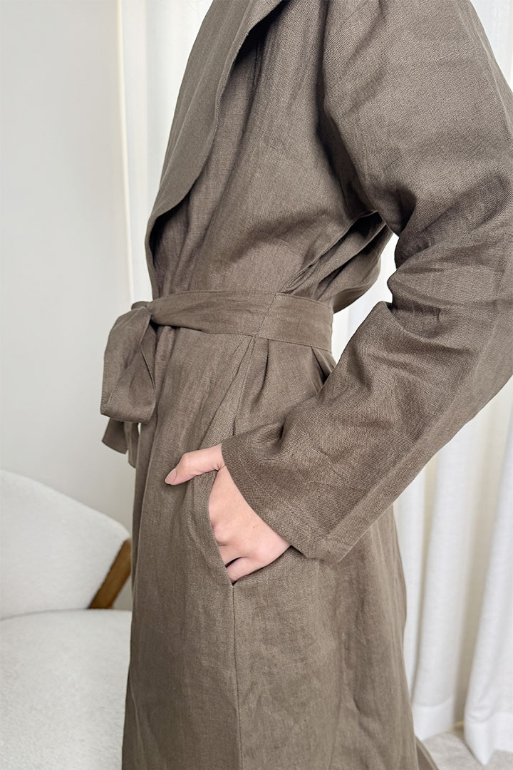 Picture of 100%  Linen Trench - Khaki