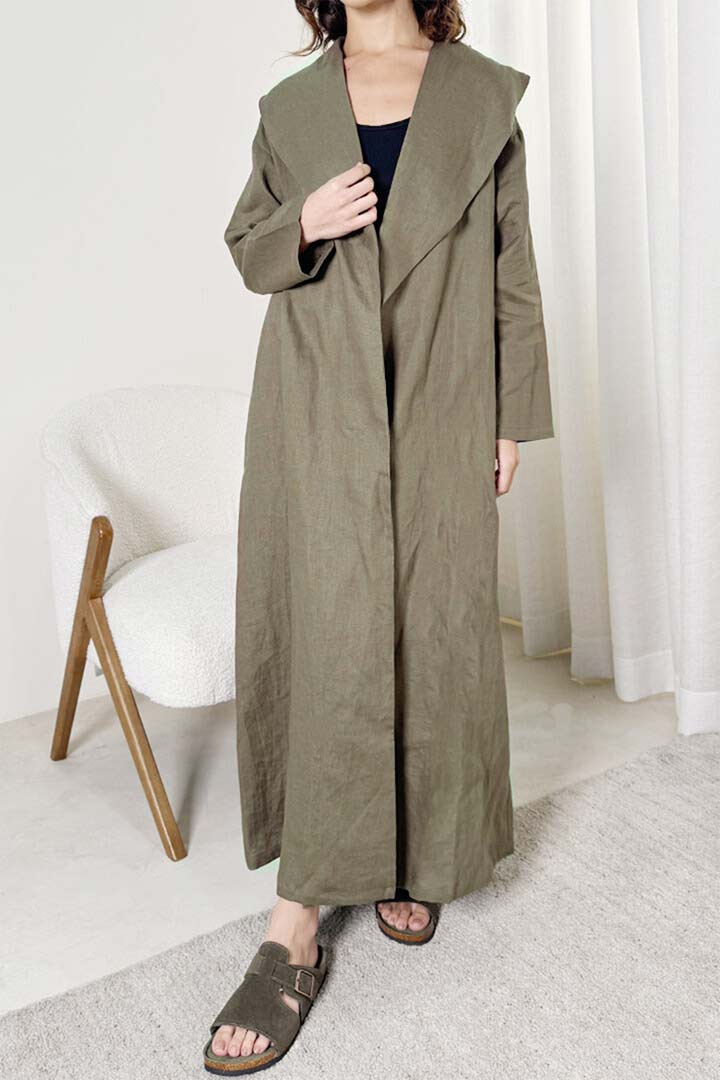 Picture of 100%  Linen Trench - Khaki