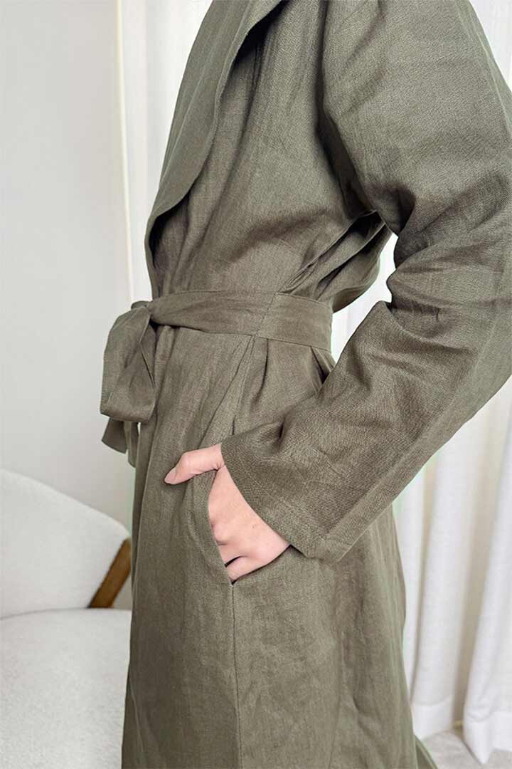 Picture of 100%  Linen Trench - Khaki