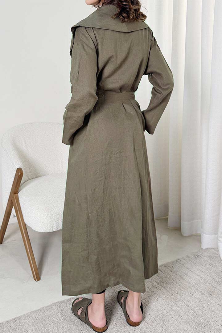 Picture of 100%  Linen Trench - Khaki