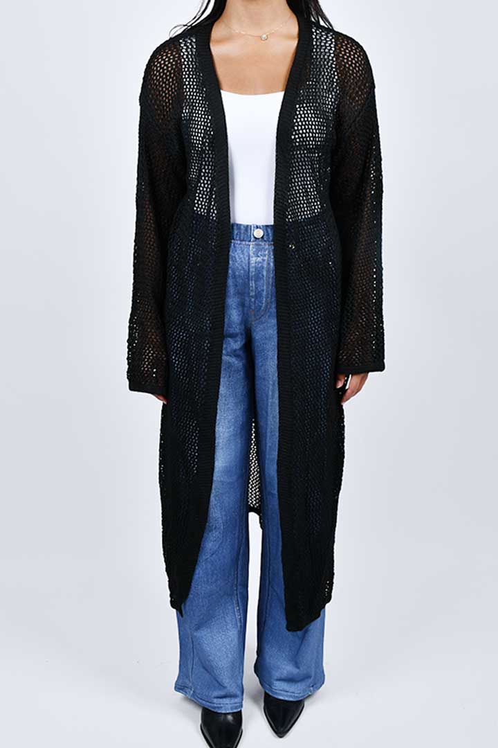 Picture of Crochet Long Cardigan - Black