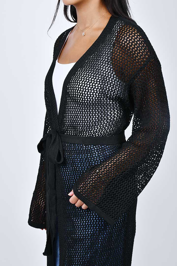 Picture of Crochet Long Cardigan - Black