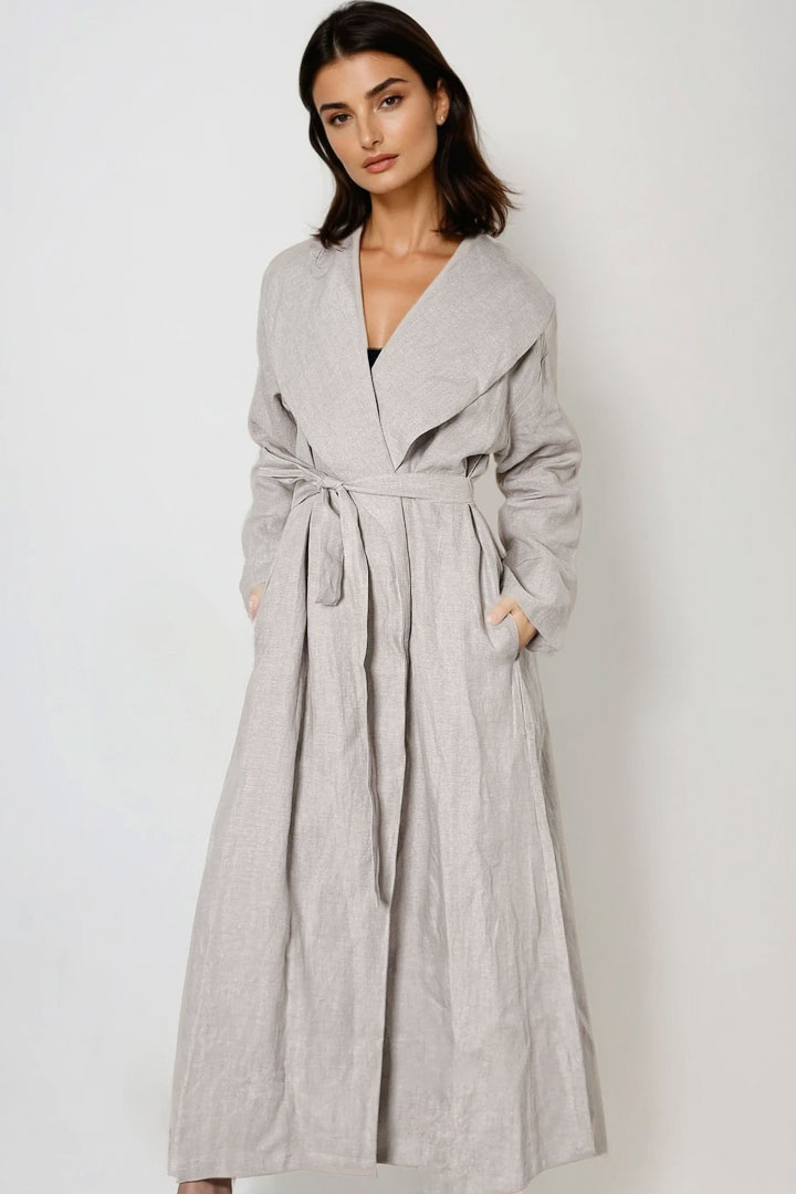 Picture of 100%  Linen Trench - Beige