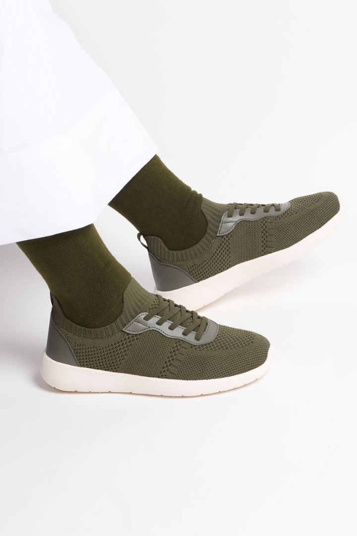 Picture of Cloud Walk - Olive Leather on Off White