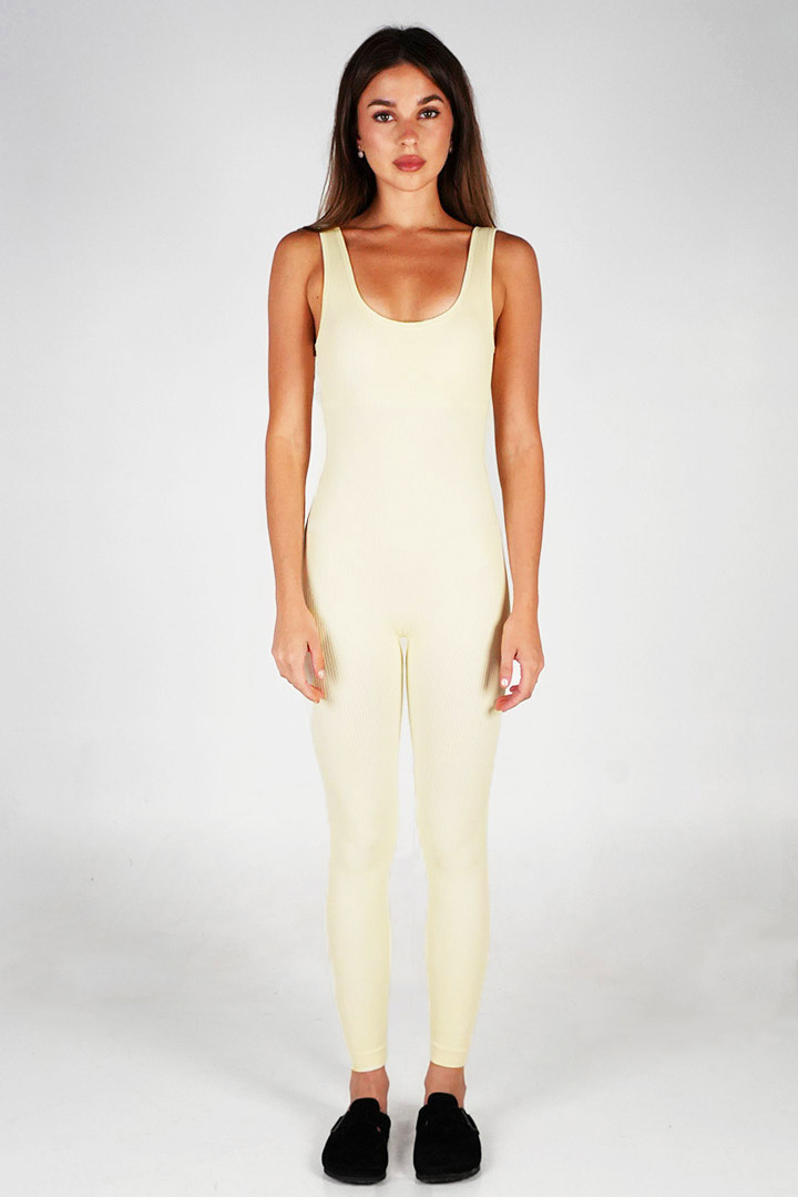 Picture of Ribbed Scoop neck Jumpsuit - Butter