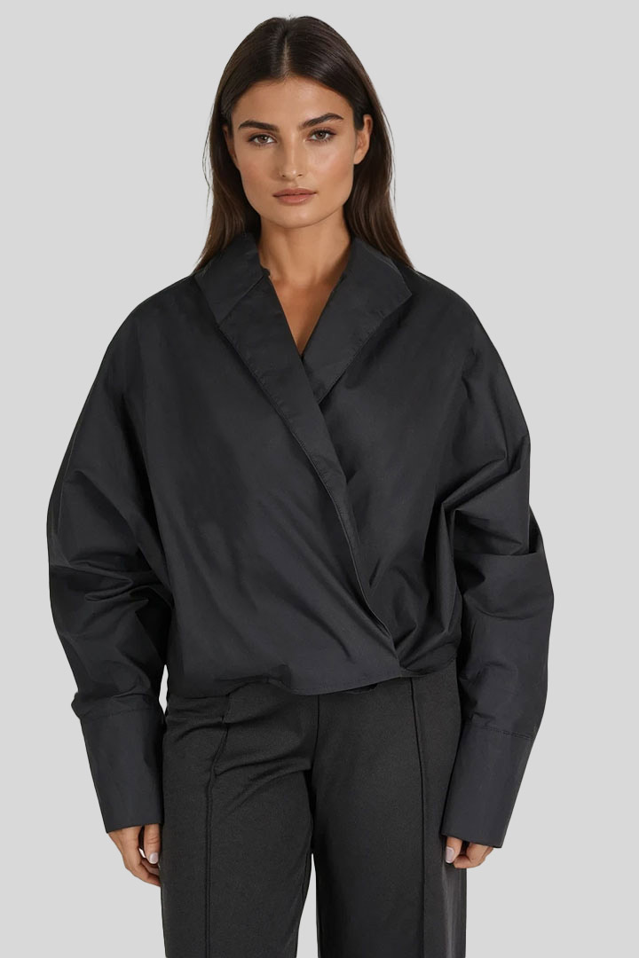 Picture of Puffed Long Sleeve Blouse - Black