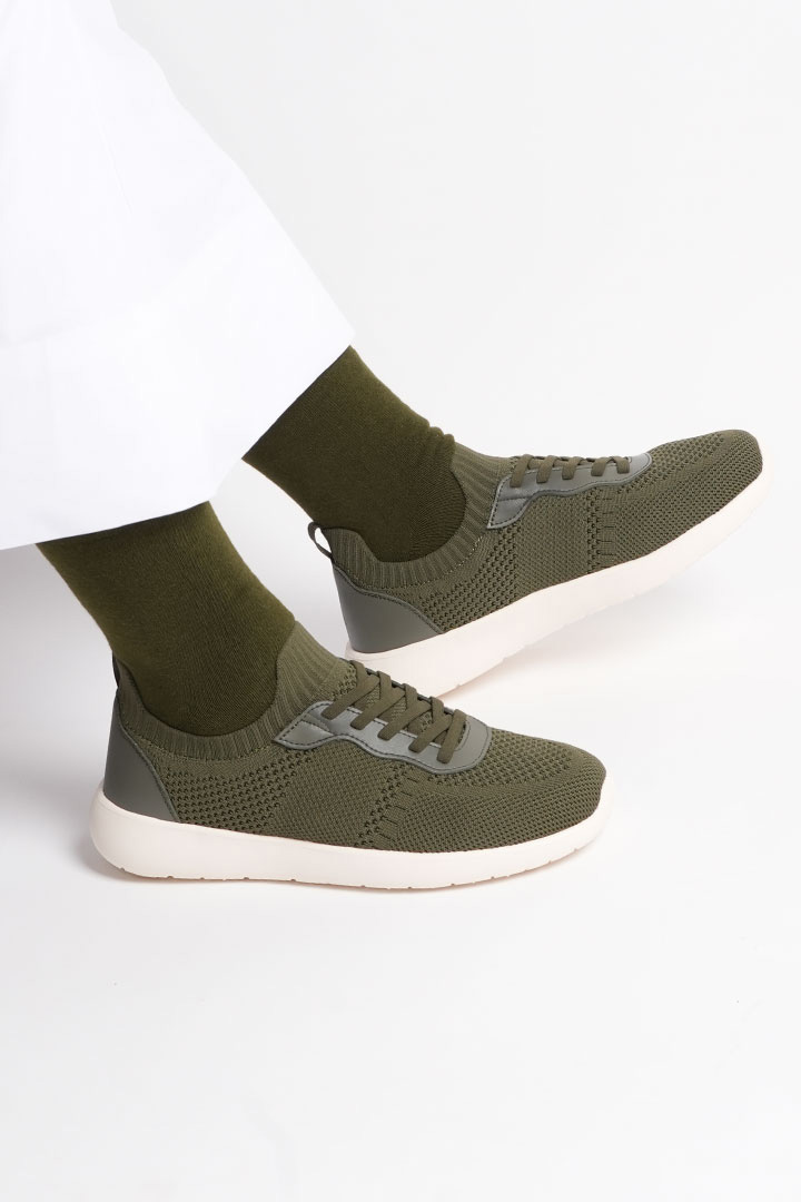 Picture of Cloud Walk - Olive Leather on Off White