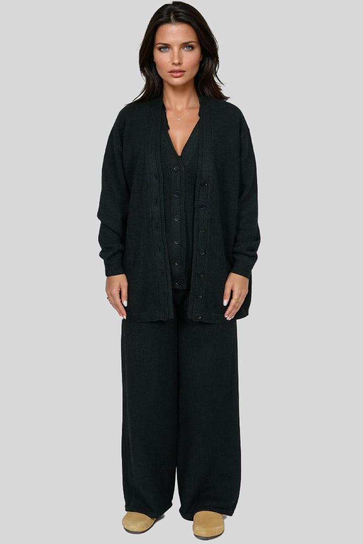 Picture of 3-Piece Knit Lounge Set - Black