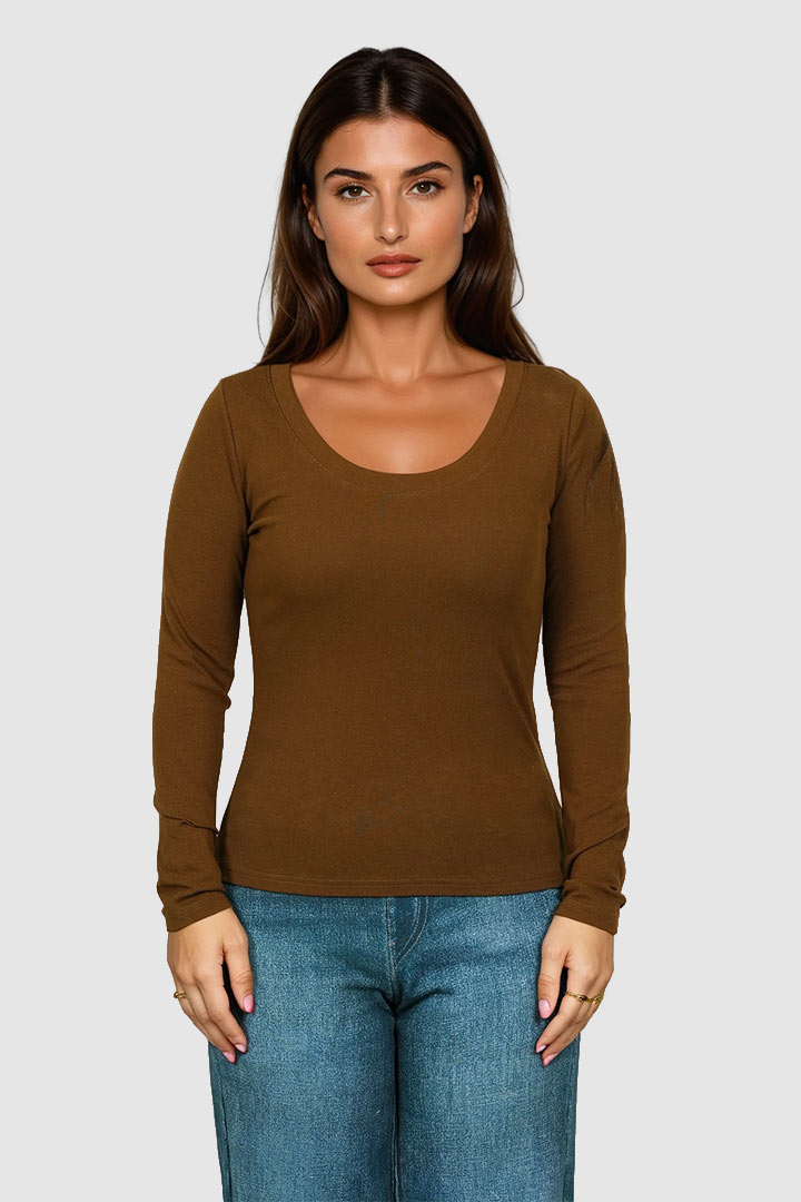 Picture of Long Sleeve Basic Theory Tee - Brown