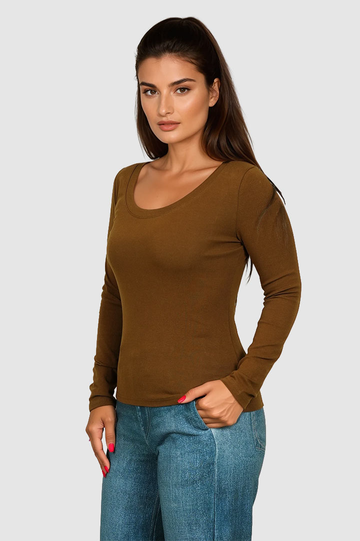 Picture of Long Sleeve Basic Theory Tee - Brown