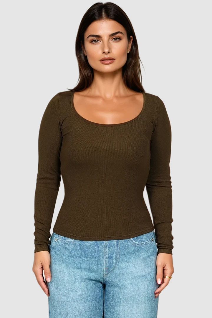 Picture of Square Theory Ribbed Tee - Brown