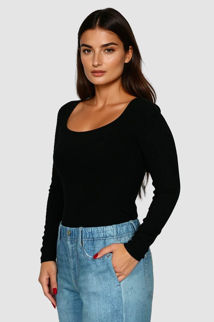 Picture of Square Theory Ribbed Tee - Black