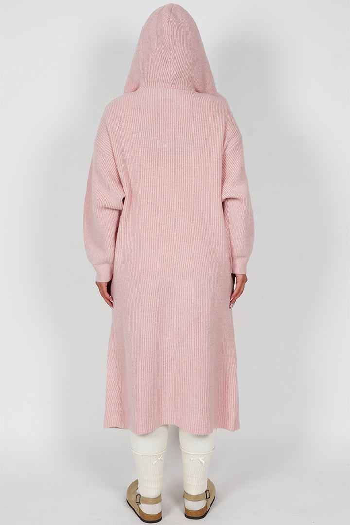 Picture of Oversized Knit Hooded Cardigan - Pink