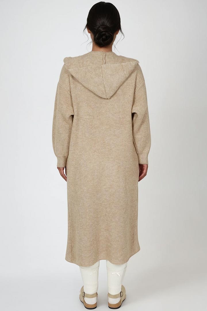 Picture of Oversized Knit Hooded Cardigan - Khaki