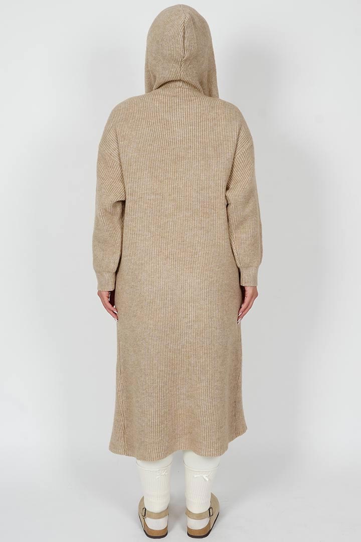 Picture of Oversized Knit Hooded Cardigan - Khaki