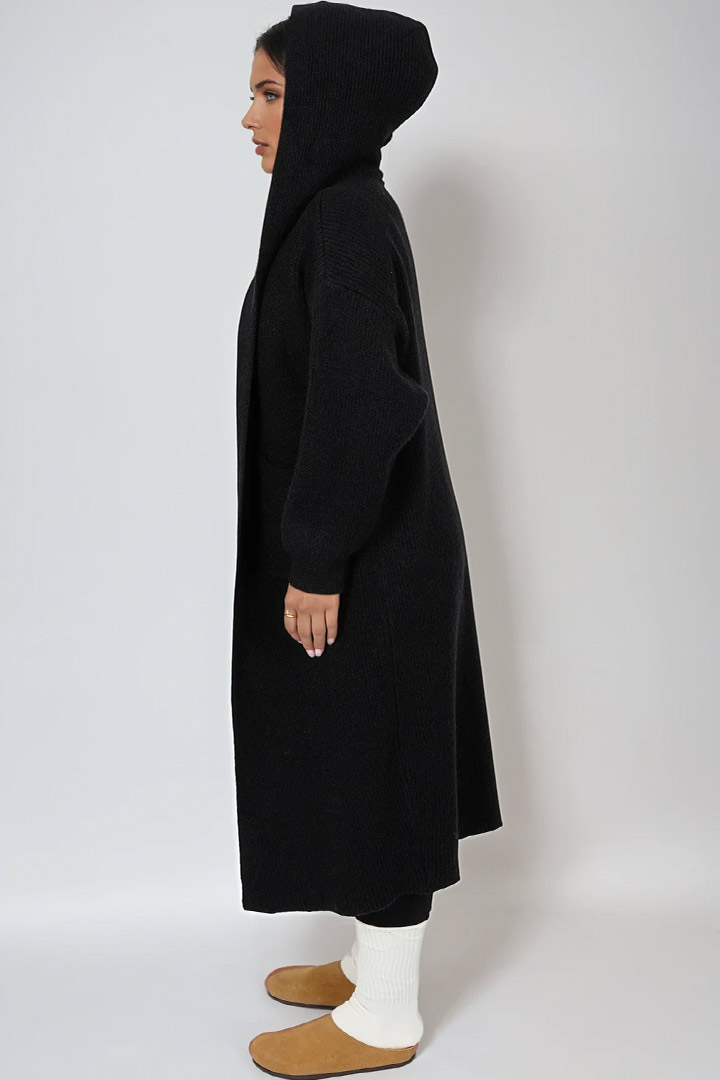 Picture of Oversized Knit Hooded Cardigan - Black