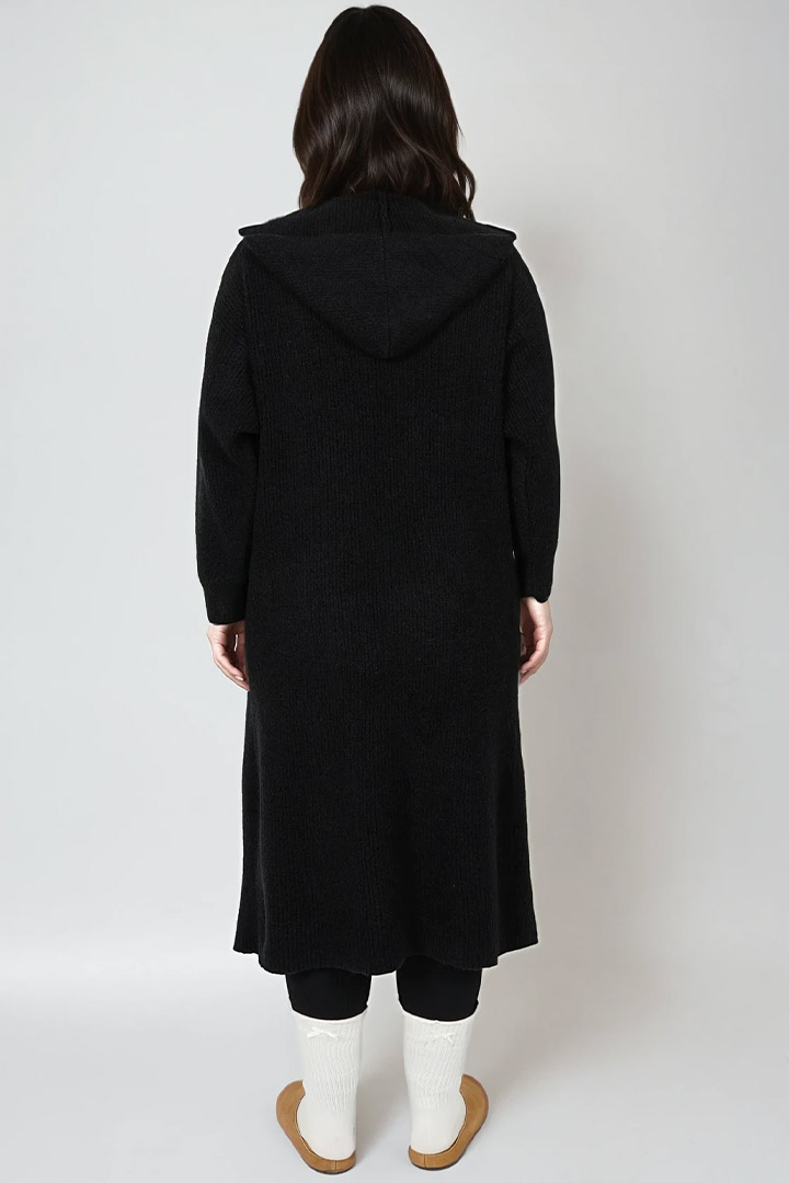 Picture of Oversized Knit Hooded Cardigan - Black