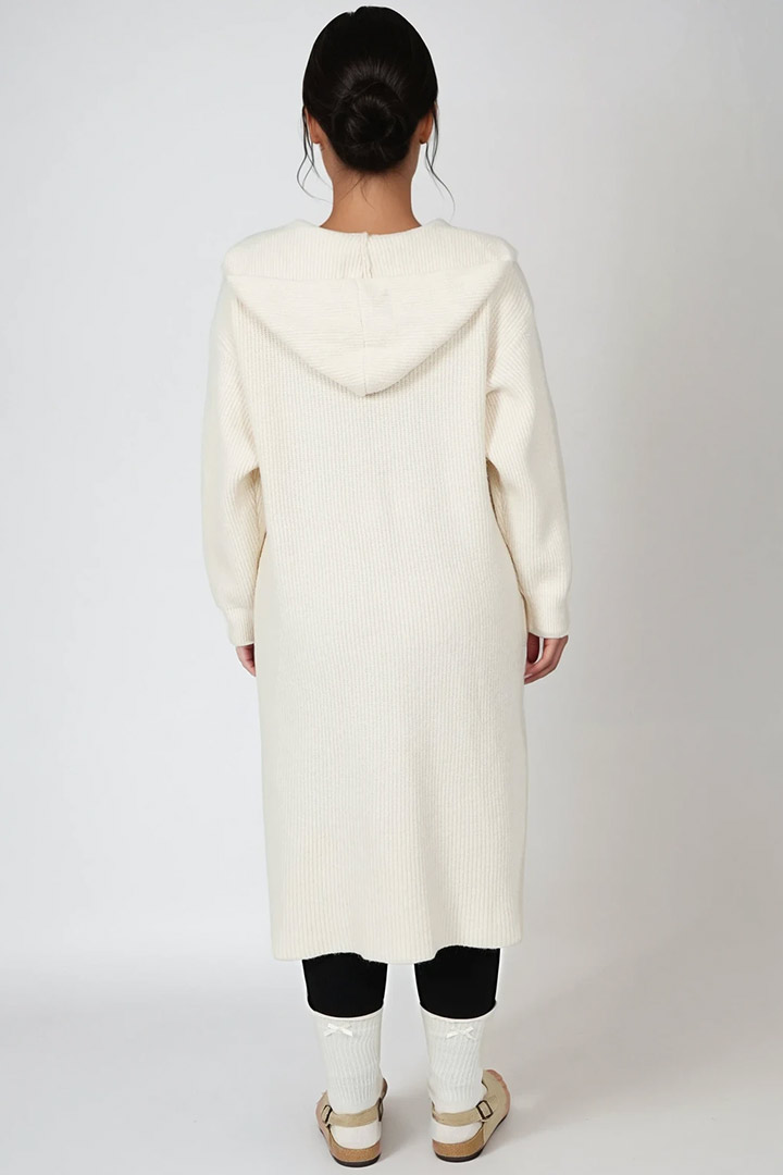 Picture of Oversized Knit Hooded Cardigan - Crème