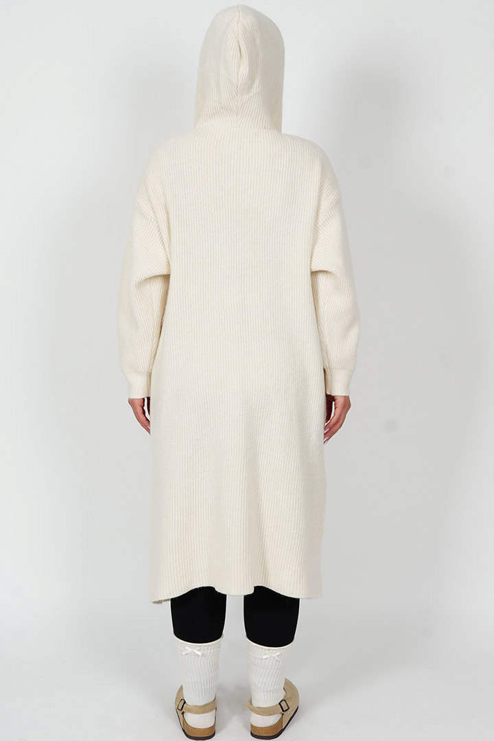 Picture of Oversized Knit Hooded Cardigan - Crème