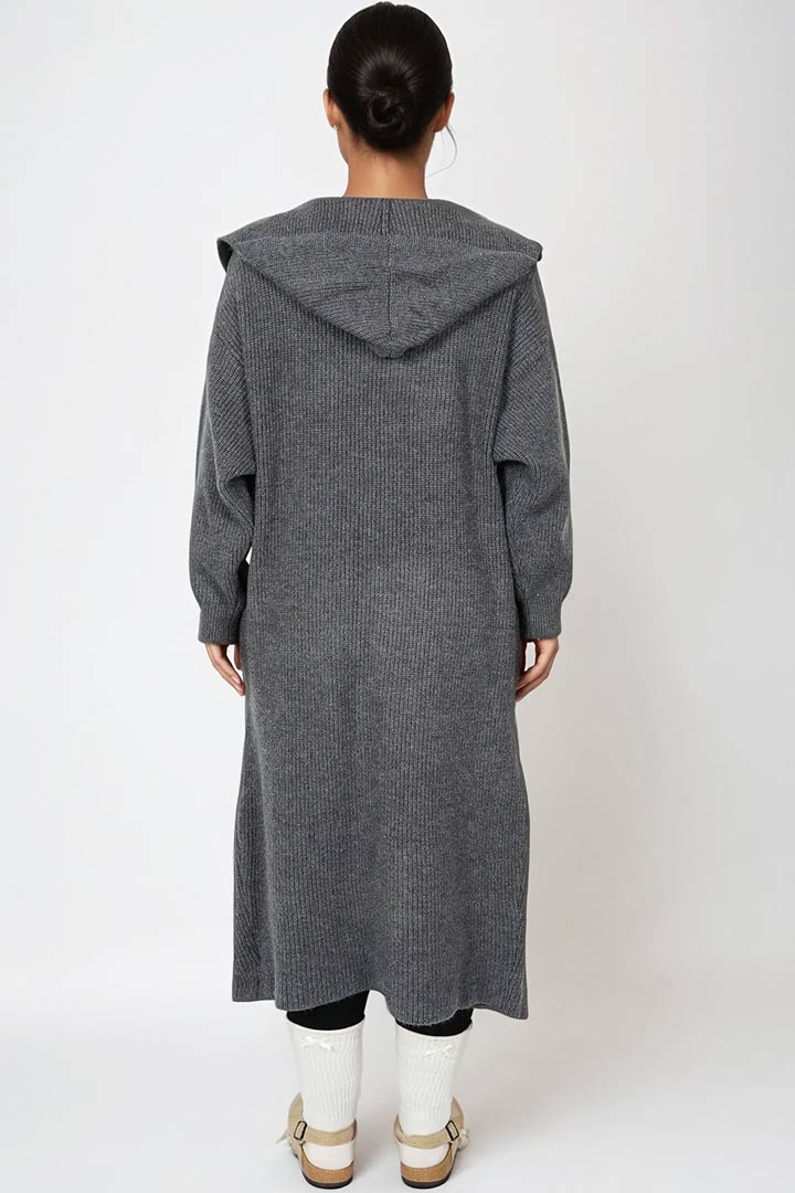 Picture of Oversized Knit Hooded Cardigan - Grey