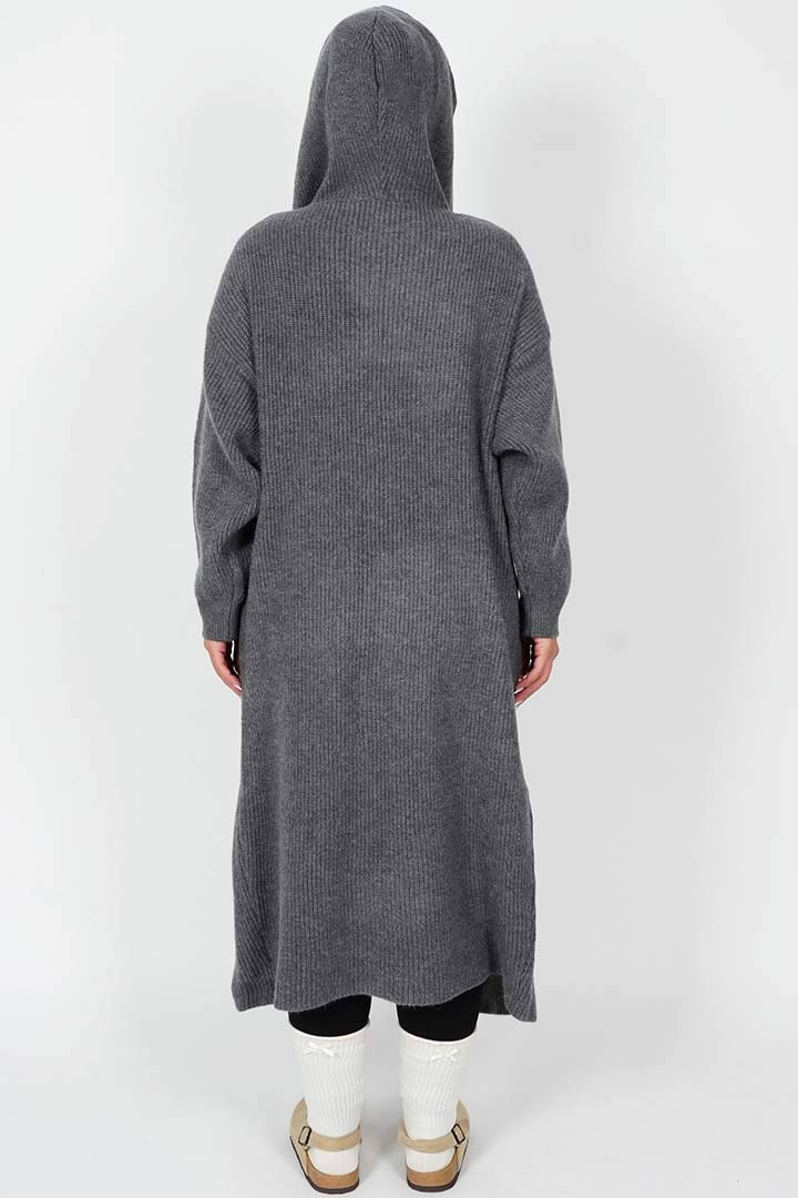 Picture of Oversized Knit Hooded Cardigan - Grey