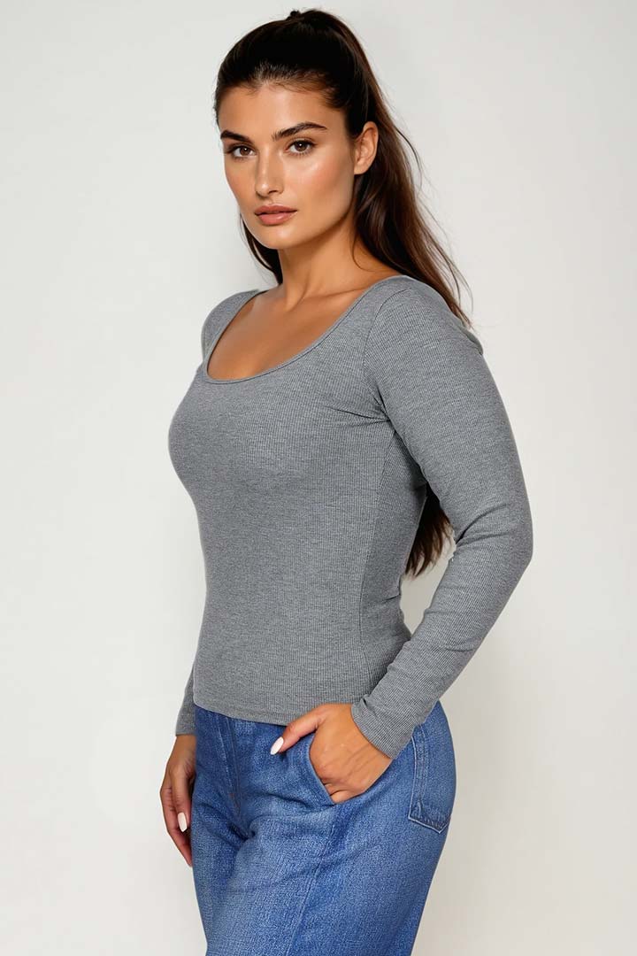 Picture of Square Theory Ribbed Tee - Light Grey