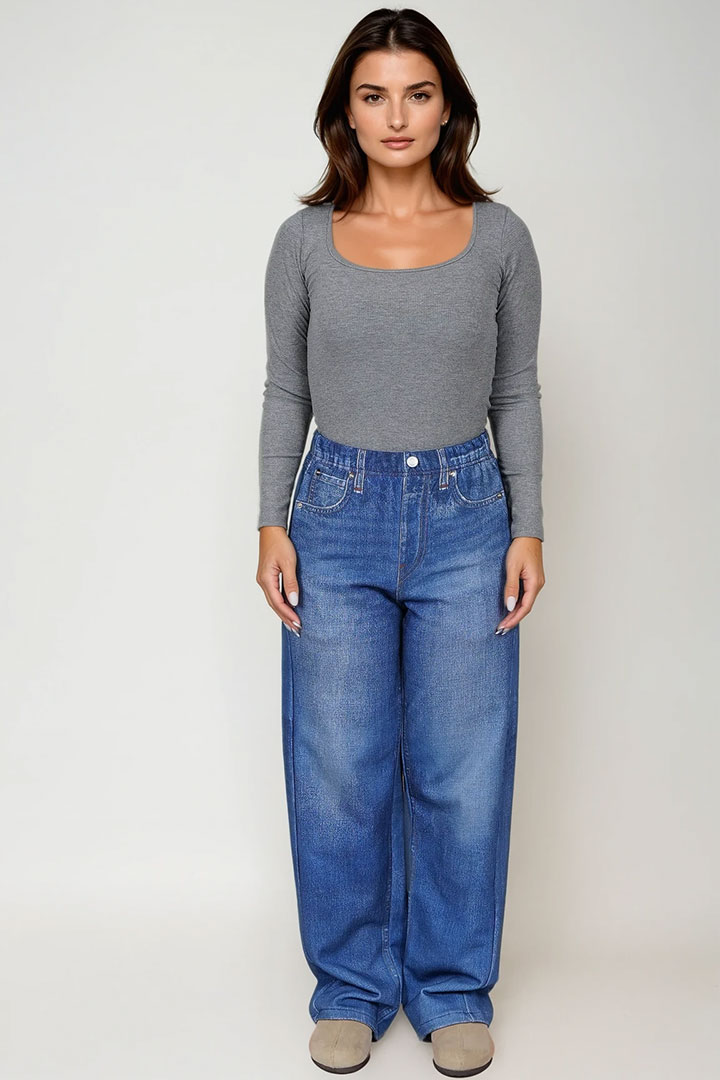 Picture of Square Theory Ribbed Tee - Light Grey