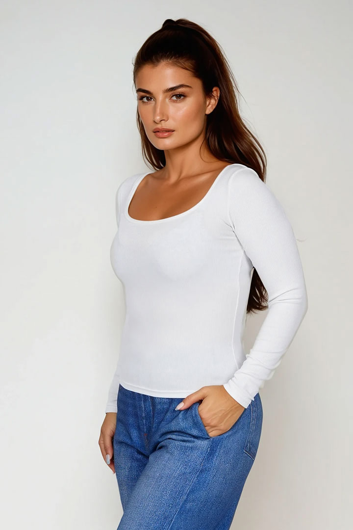 Picture of Square Theory Ribbed Tee - White 