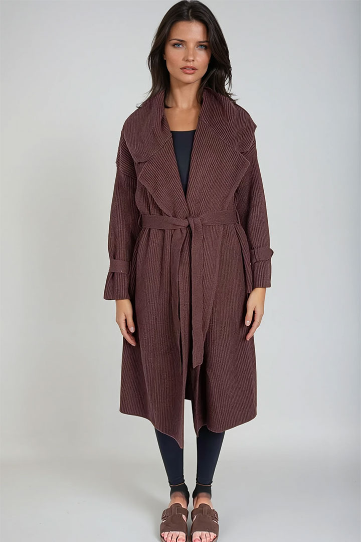 Picture of Knitted Trench - Brown