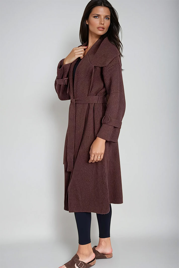 Picture of Knitted Trench - Brown