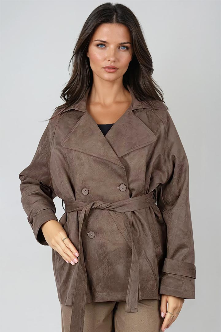 Picture of Suede Half Trench - Suede Toffee