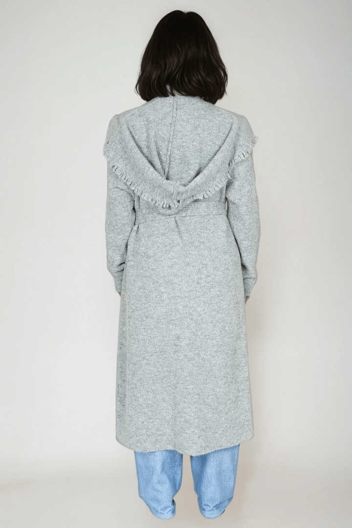 Picture of Fringed Maxi Cardigan - Grey