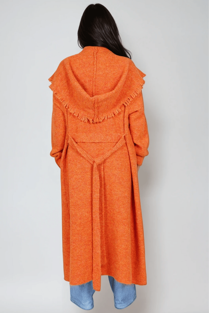 Picture of Fringed Maxi Cardigan - Orange 