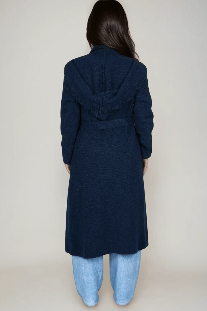 Picture of Fringed Maxi Cardigan - Navy