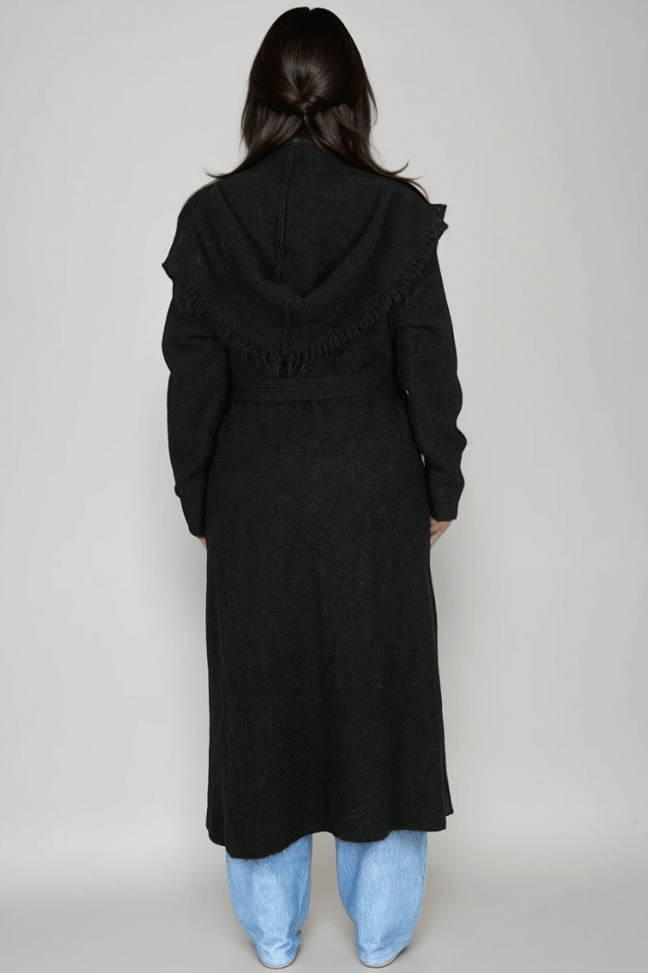 Picture of Fringed Maxi Cardigan - Black 