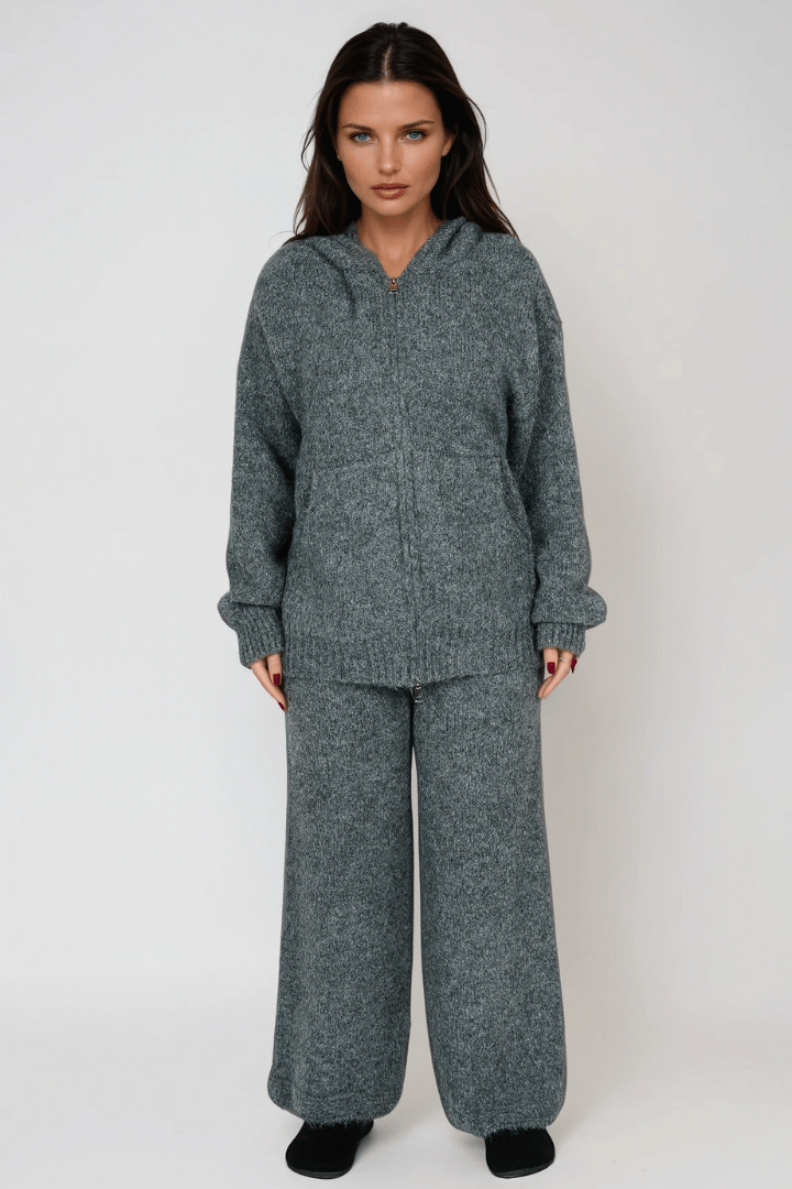 Picture of Hooded Knit Lounge Set - Grey