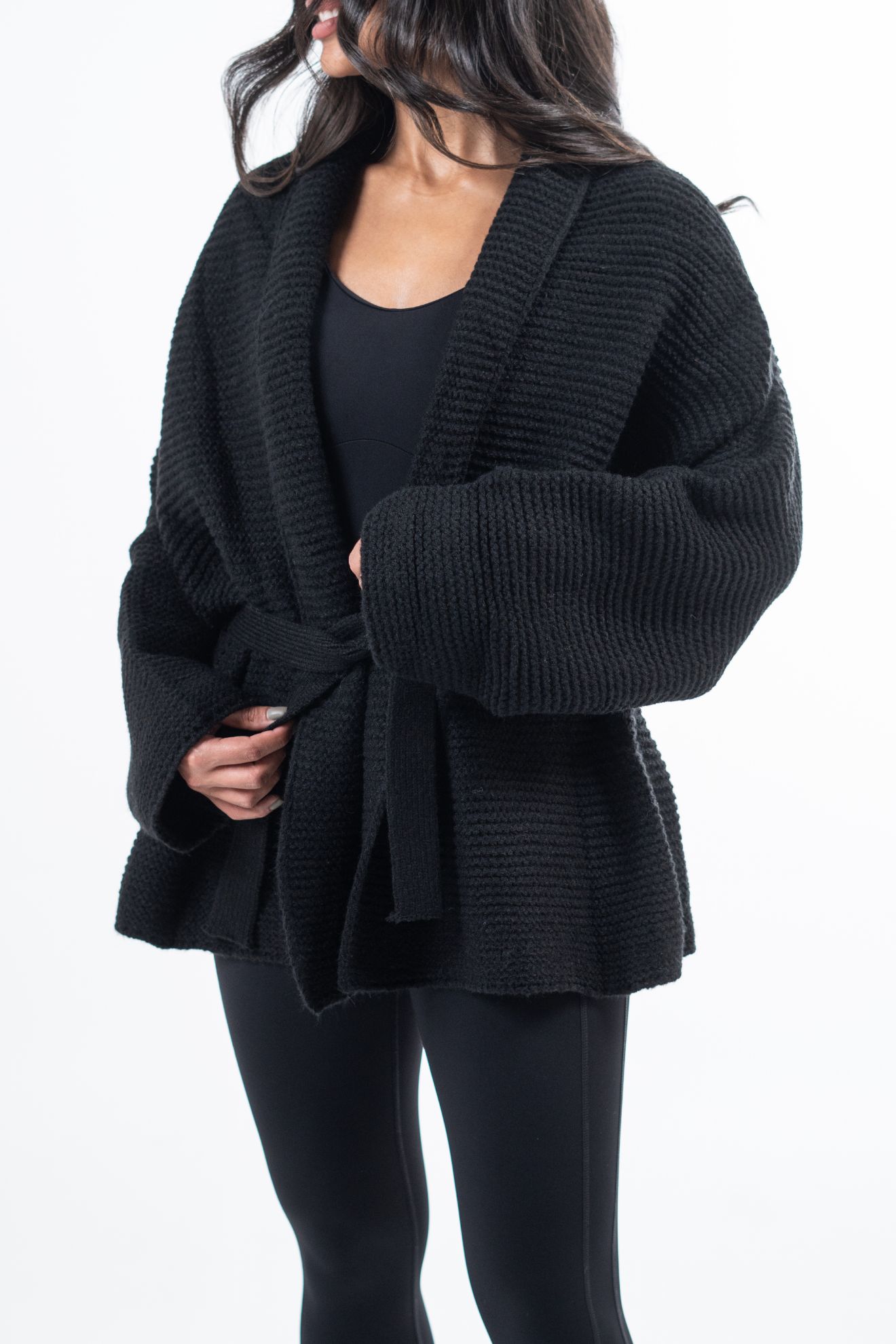 Picture of Short Belted Cardigan - Black