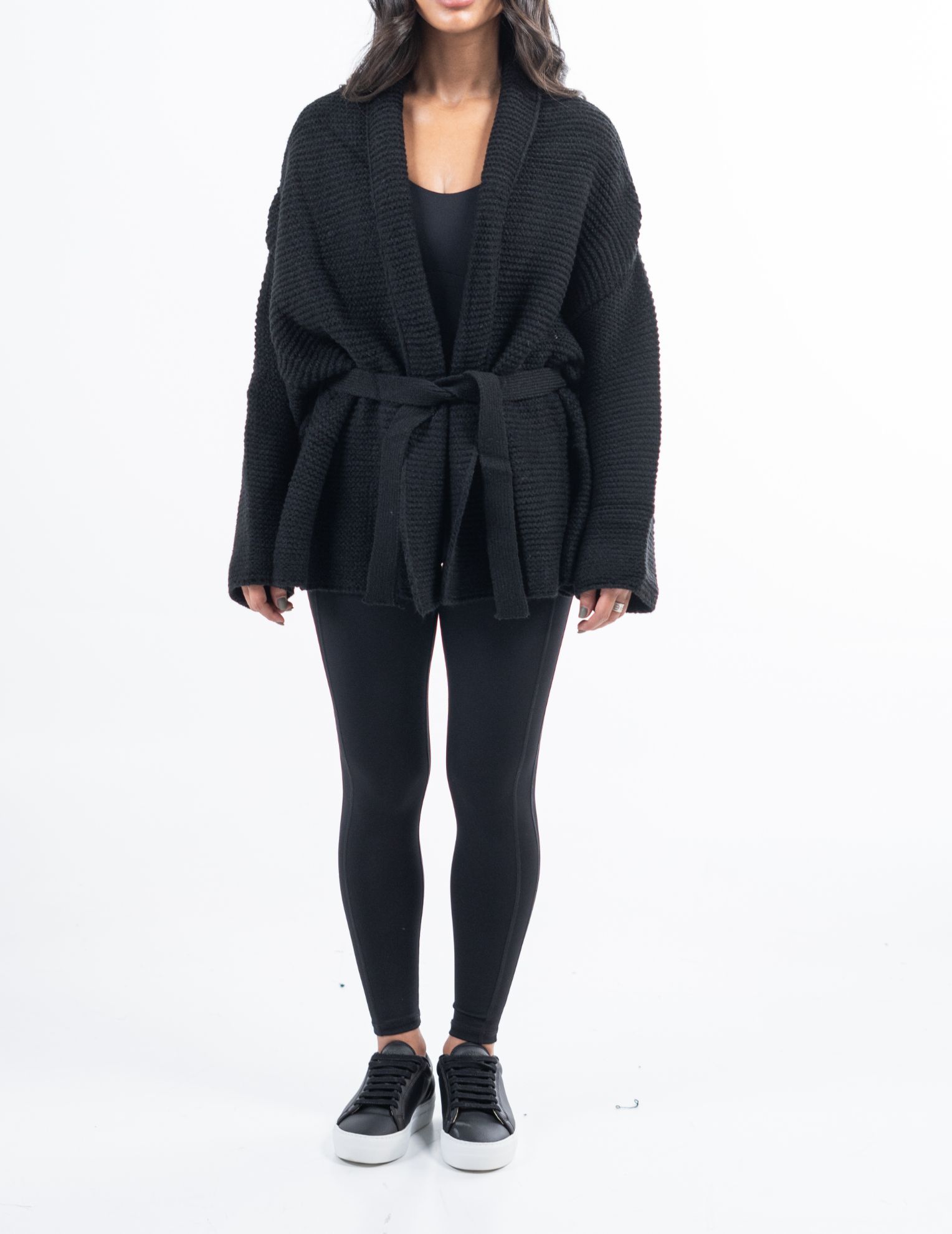 Picture of Short Belted Cardigan - Black