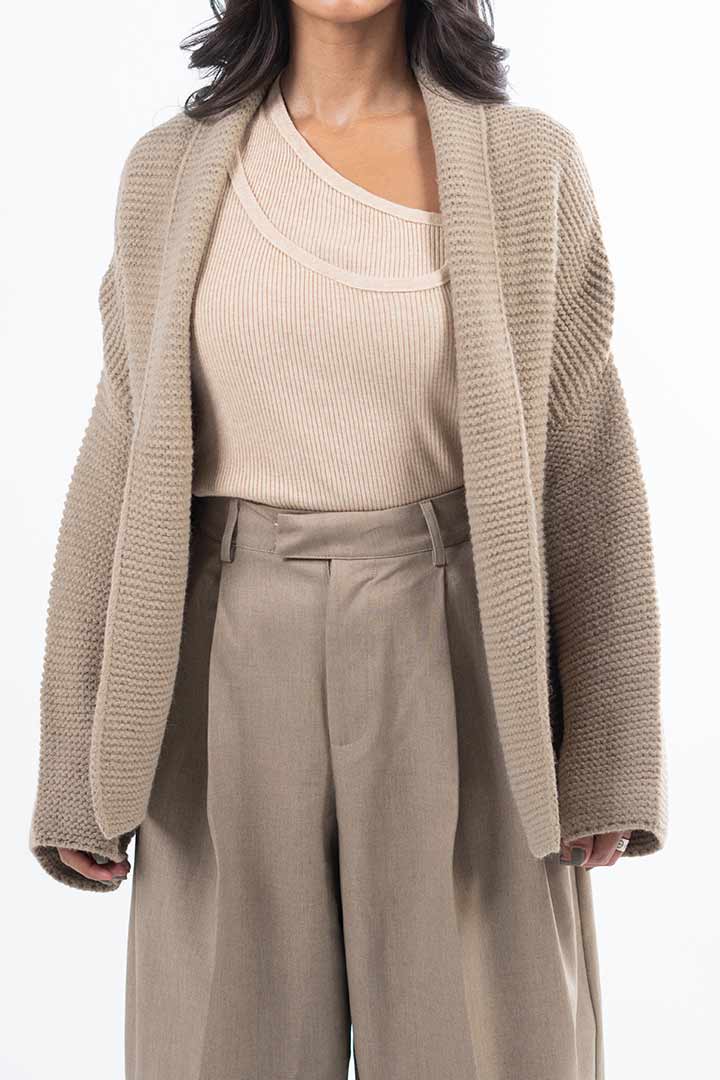 Picture of Short Belted Cardigan - Coffee