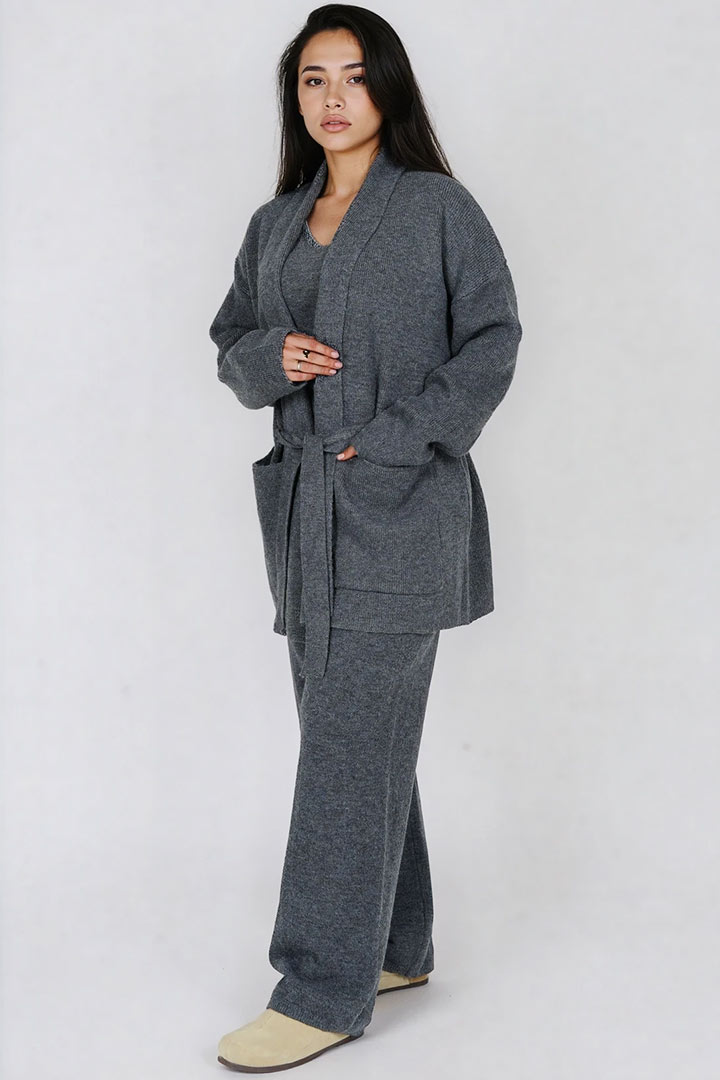 Picture of Solid 3-piece Knit Set - Grey