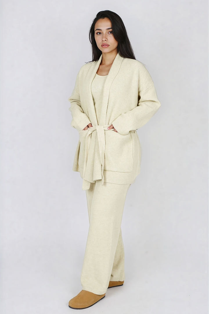Picture of Solid 3-piece Knit Set - Beige