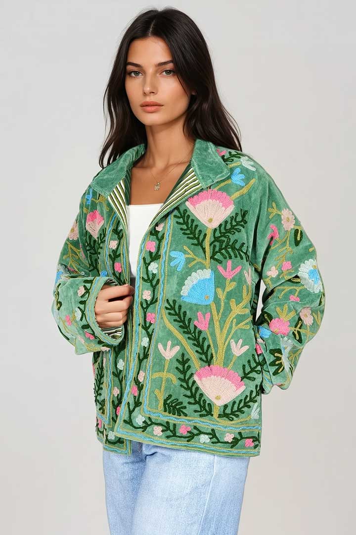 Picture of Handmade Emerald Garden Embroidered Suzani Jacket